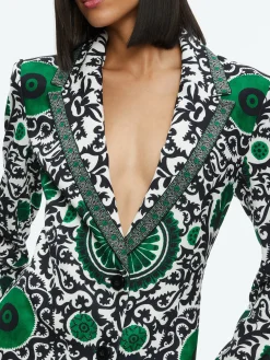 Alice and Olivia BRET LONG BLAZER MONARCH LIGHT EMERALD SMALL*FEATURED SHOPS | CLOTHING