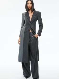 Alice and Olivia BRET LONG BLAZER GREY/CHARCOAL PINSTRIPE*FEATURED SHOPS | CLOTHING