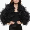 Alice and Olivia BRITTON RUFFLED CROPPED JACKET BLACK*CLOTHING