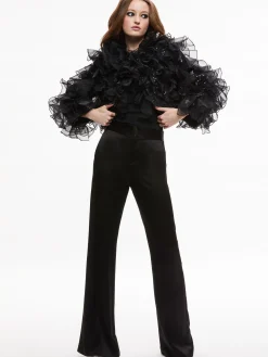 Alice and Olivia BRITTON RUFFLED CROPPED JACKET BLACK*CLOTHING