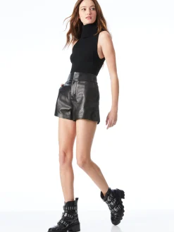 Alice and Olivia CADY HIGH WAISTED LEATHER SHORT *FEATURED SHOPS | CLOTHING