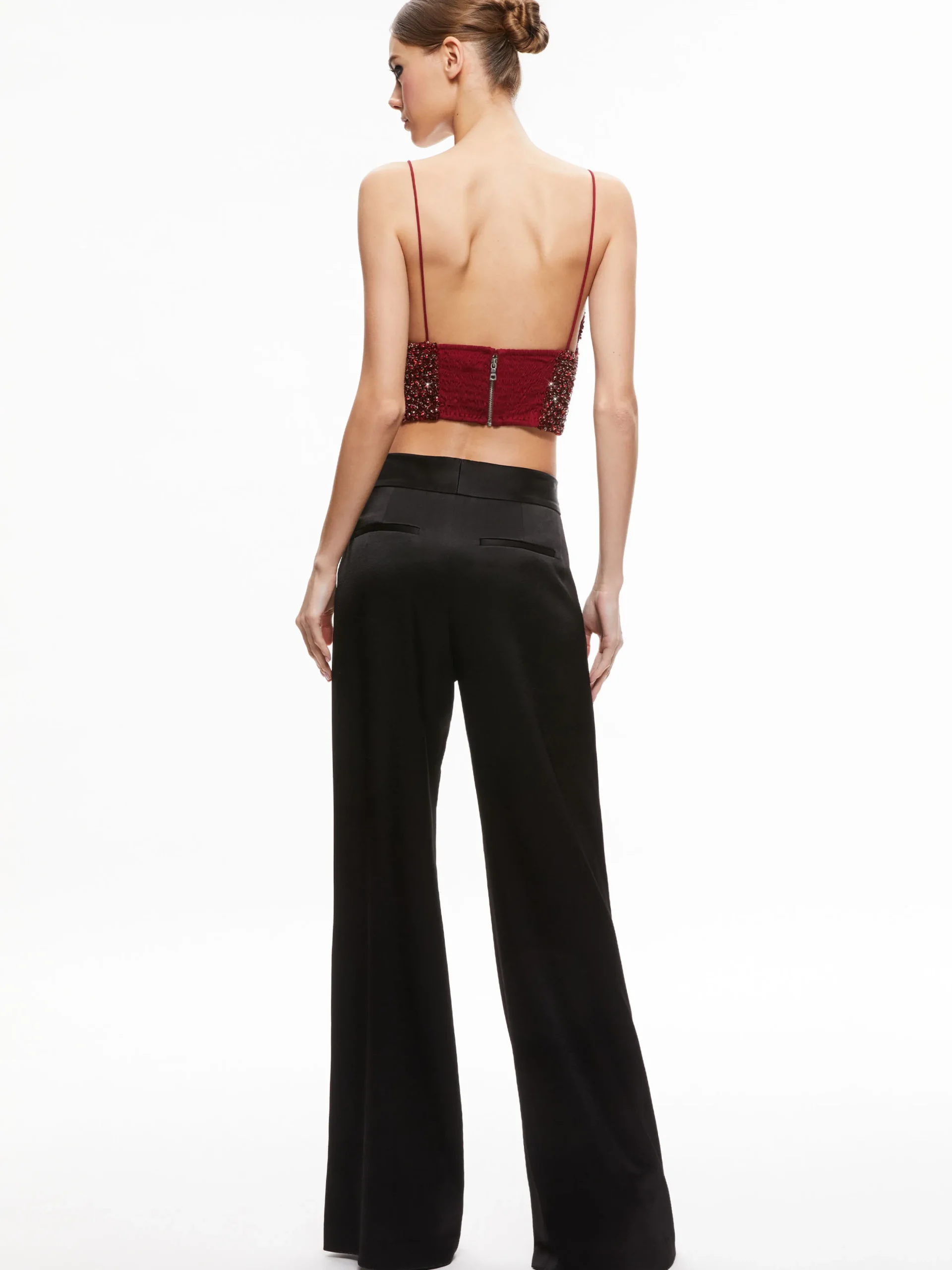 Alice and Olivia CARLI CRYSTAL EMBELLISHED BRA TOP BORDEAUX*CLOTHING