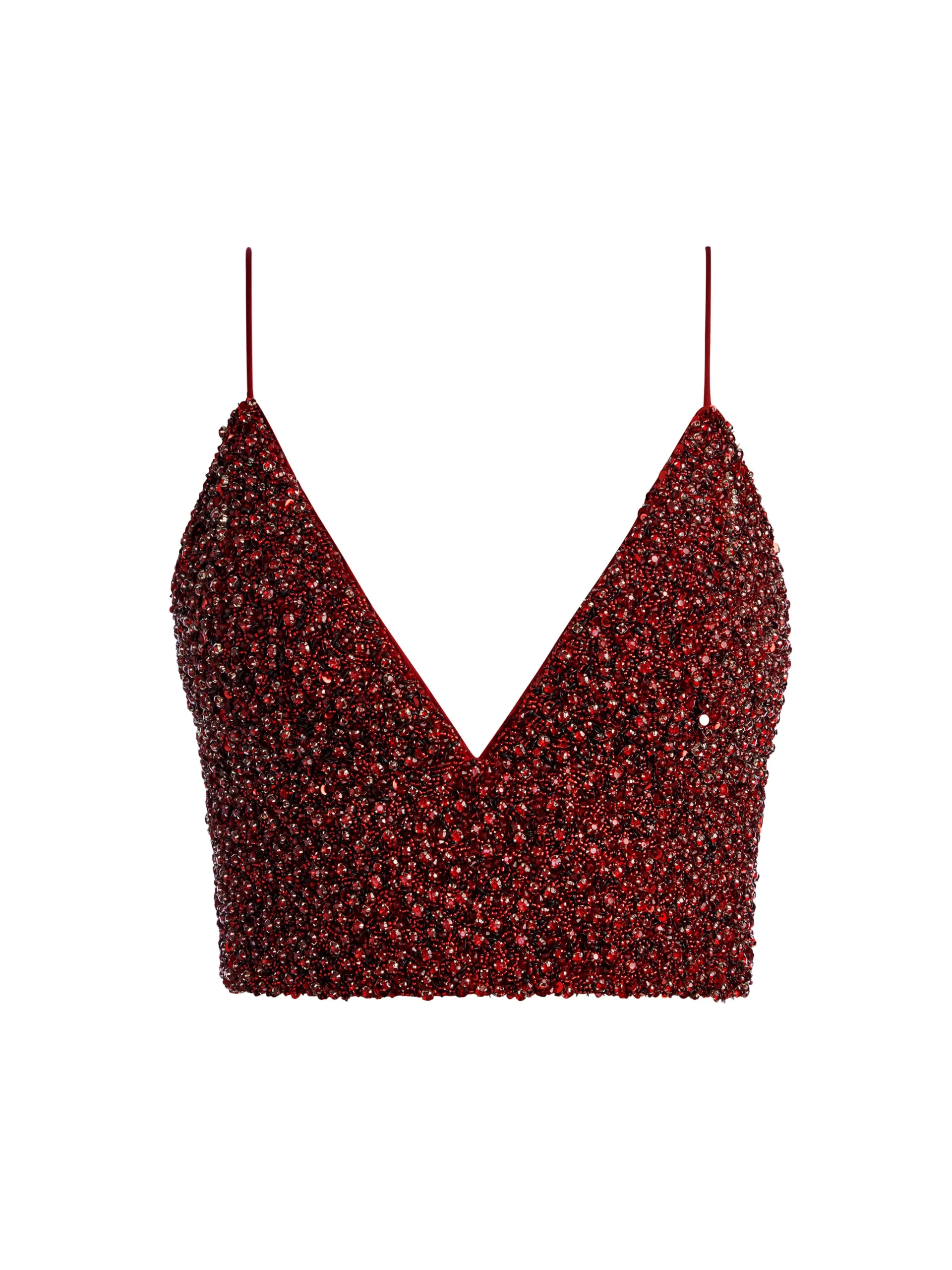 Alice and Olivia CARLI CRYSTAL EMBELLISHED BRA TOP BORDEAUX*CLOTHING