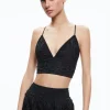 Alice and Olivia CARLI EMBROIDERED BRA TOP BLACK*CLOTHING