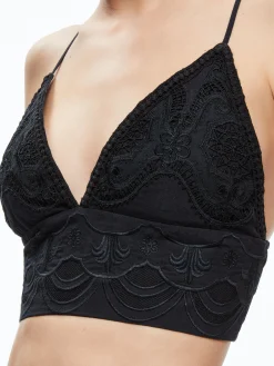 Alice and Olivia CARLI EMBROIDERED BRA TOP BLACK*CLOTHING