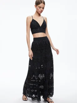 Alice and Olivia CARLI EMBROIDERED BRA TOP BLACK*CLOTHING