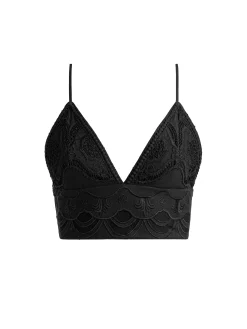 Alice and Olivia CARLI EMBROIDERED BRA TOP BLACK*CLOTHING