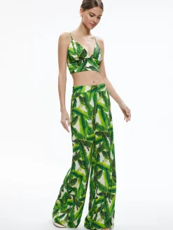 Alice and Olivia CARLI TIE BACK BRA TOP + RUSSELL HIGH WAISTED SMOCKED WAISTBAND PANT *CLOTHING