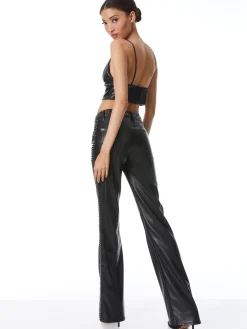 Alice and Olivia CARLI VEGAN LEATHER STUDDED BRA TOP BLACK*CLOTHING