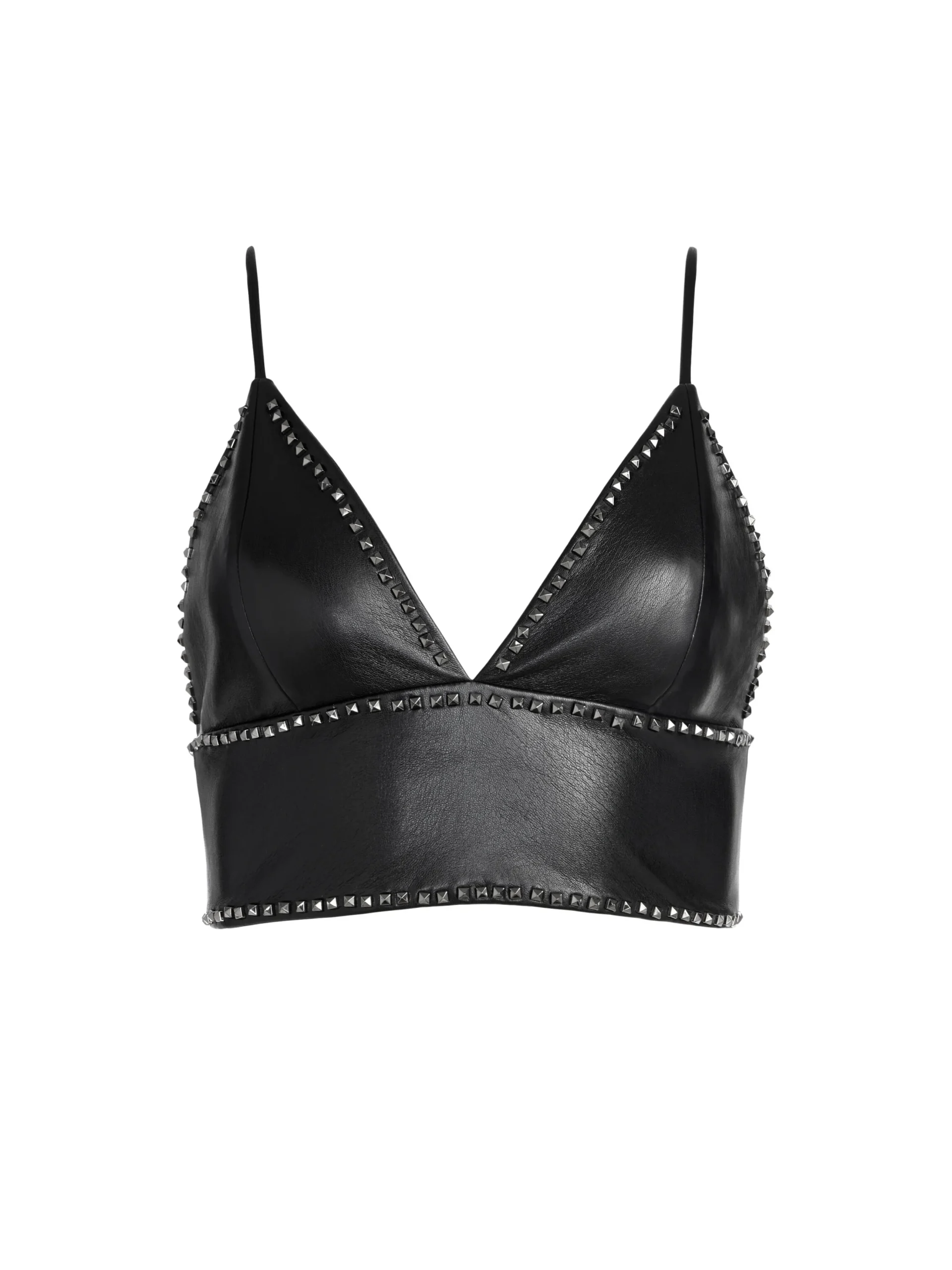 Alice and Olivia CARLI VEGAN LEATHER STUDDED BRA TOP BLACK*CLOTHING