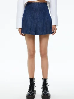 Alice and Olivia CARTER PLEATED DENIM MINI SKIRT *FEATURED SHOPS | CLOTHING