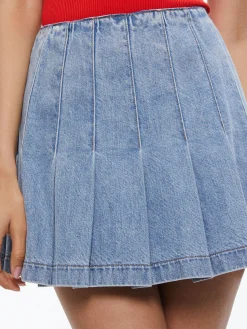 Alice and Olivia CARTER PLEATED DENIM MINI SKIRT *FEATURED SHOPS | CLOTHING
