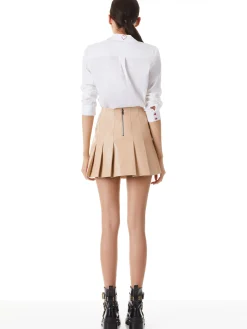 Alice and Olivia CARTER PLEATED VEGAN LEATHER MINI SKIRT *CLOTHING | CLOTHING