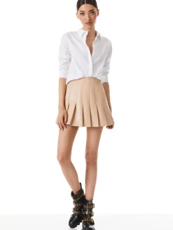 Alice and Olivia CARTER PLEATED VEGAN LEATHER MINI SKIRT *CLOTHING | CLOTHING
