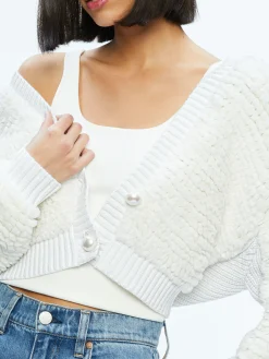 Alice and Olivia CASILDA FAUX FUR CROPPED CARDIGAN *CLOTHING