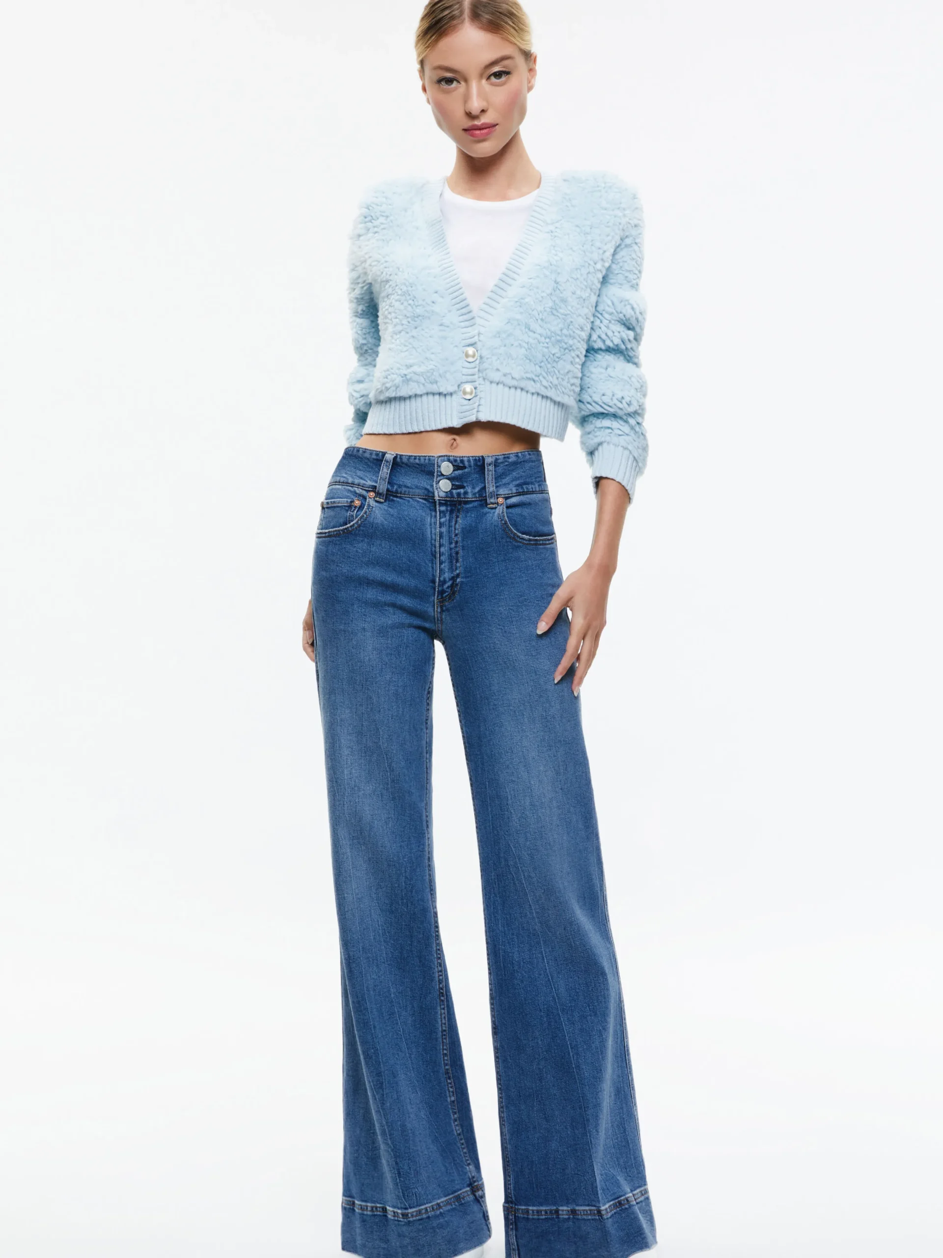 Alice and Olivia CASILDA FAUX FUR CROPPED CARDIGAN *CLOTHING