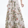 Alice and Olivia CATRINA EMBELLISHED GOWN MAXI SKIRT CHAMPAGNE/MULTI*CLOTHING