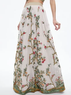 Alice and Olivia CATRINA EMBELLISHED GOWN MAXI SKIRT CHAMPAGNE/MULTI*CLOTHING