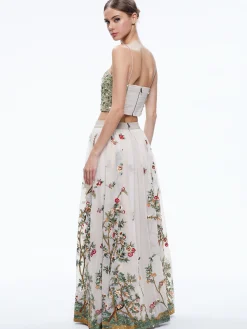 Alice and Olivia CATRINA EMBELLISHED GOWN MAXI SKIRT CHAMPAGNE/MULTI*CLOTHING