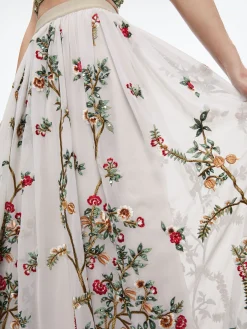 Alice and Olivia CATRINA EMBELLISHED GOWN MAXI SKIRT CHAMPAGNE/MULTI*CLOTHING