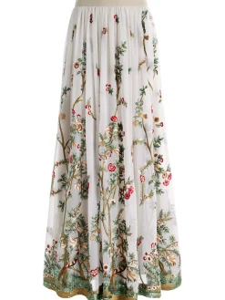 Alice and Olivia CATRINA EMBELLISHED GOWN MAXI SKIRT CHAMPAGNE/MULTI*CLOTHING