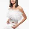 Alice and Olivia CERESI FEATHER TOP ECRU*CLOTHING