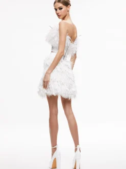 Alice and Olivia CERESI FEATHER TOP ECRU*CLOTHING