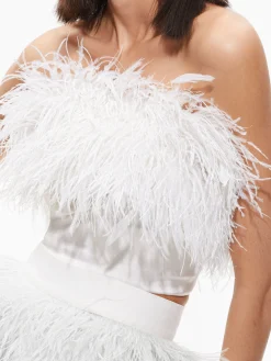 Alice and Olivia CERESI FEATHER TOP ECRU*CLOTHING