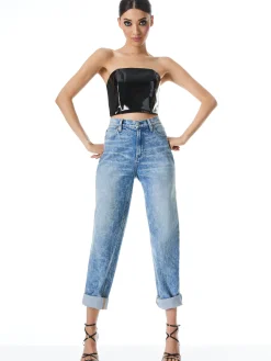 Alice and Olivia CERESI LATEX BANDEAU TOP BLACK*CLOTHING