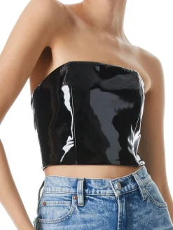 Alice and Olivia CERESI LATEX BANDEAU TOP BLACK*CLOTHING