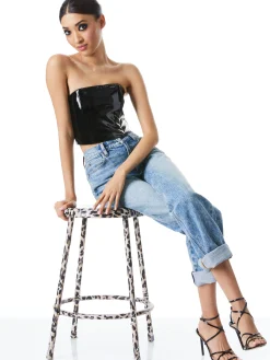 Alice and Olivia CERESI LATEX BANDEAU TOP BLACK*CLOTHING