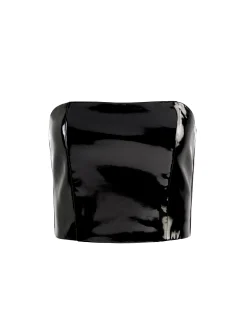 Alice and Olivia CERESI LATEX BANDEAU TOP BLACK*CLOTHING
