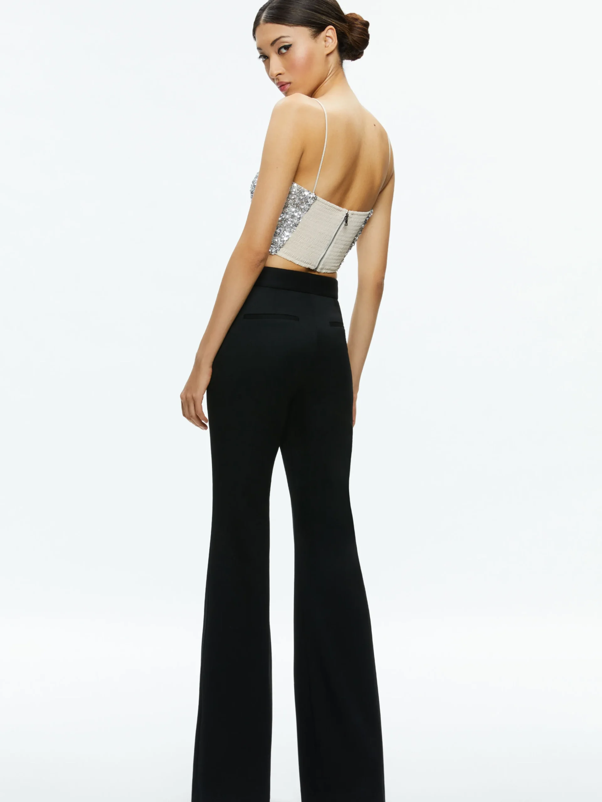 Alice and Olivia CERESI SEQUIN BANDEAU CROP TOP CHAMPAGNE/SILVER*CLOTHING