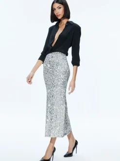 Alice and Olivia CERESI SEQUIN BANDEAU CROP TOP + MAEVE SEQUIN SLIP SKIRT *CLOTHING
