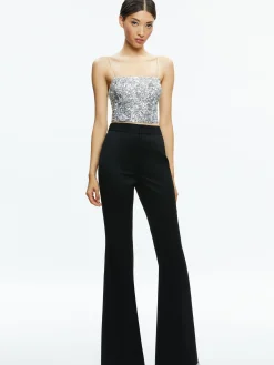Alice and Olivia CERESI SEQUIN BANDEAU CROP TOP CHAMPAGNE/SILVER*CLOTHING