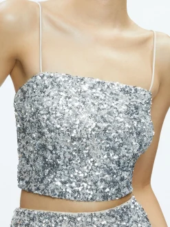 Alice and Olivia CERESI SEQUIN BANDEAU CROP TOP + MAEVE SEQUIN SLIP SKIRT *CLOTHING
