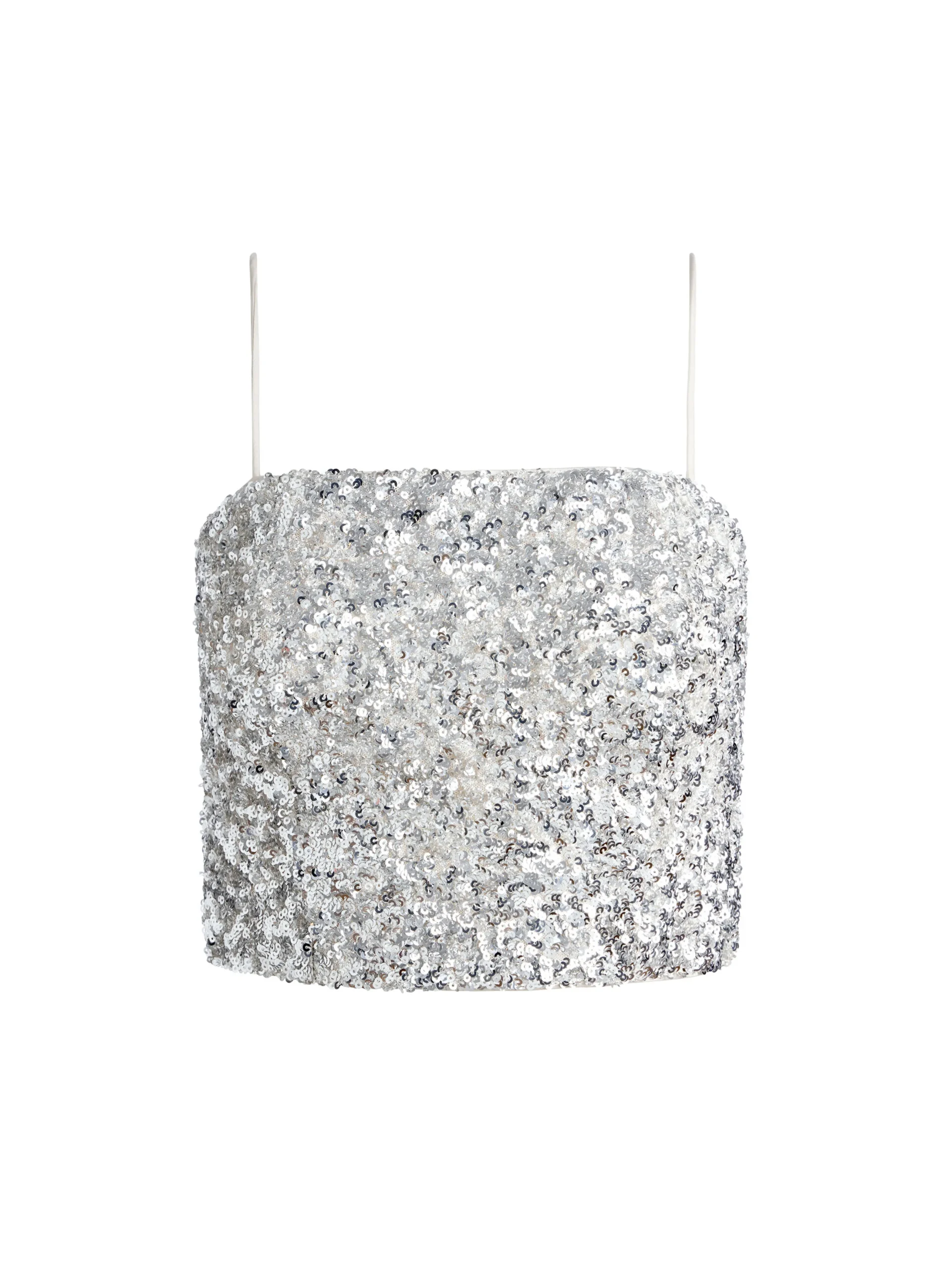 Alice and Olivia CERESI SEQUIN BANDEAU CROP TOP CHAMPAGNE/SILVER*CLOTHING