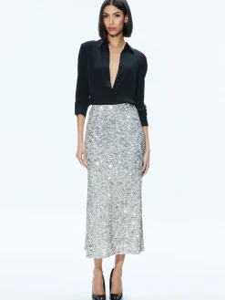 Alice and Olivia CERESI SEQUIN BANDEAU CROP TOP + MAEVE SEQUIN SLIP SKIRT *CLOTHING
