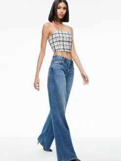 Alice and Olivia CERESI TWEED CROP TOP OFF WHITE/BLACK*FEATURED SHOPS | CLOTHING