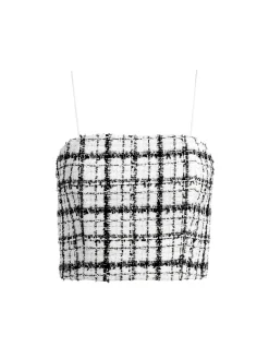 Alice and Olivia CERESI TWEED CROP TOP OFF WHITE/BLACK*FEATURED SHOPS | CLOTHING