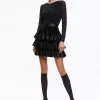 Alice and Olivia CHARA TIERED RUFFLE MINI DRESS BLACK*DRESSES | DRESSES | CLOTHING