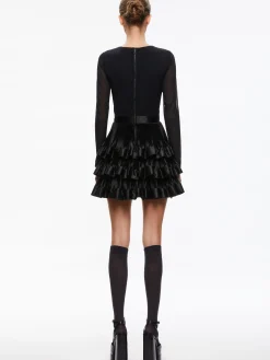Alice and Olivia CHARA TIERED RUFFLE MINI DRESS BLACK*DRESSES | DRESSES | CLOTHING