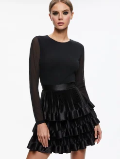 Alice and Olivia CHARA TIERED RUFFLE MINI DRESS BLACK*DRESSES | DRESSES | CLOTHING