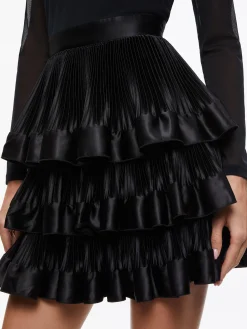 Alice and Olivia CHARA TIERED RUFFLE MINI DRESS BLACK*DRESSES | DRESSES | CLOTHING