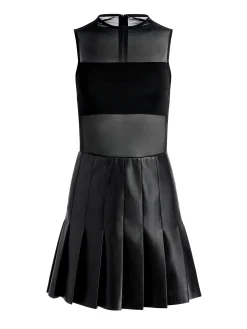 Alice and Olivia CHARA VEGAN LEATHER PLEATED MINI DRESS BLACK*FEATURED SHOPS | DRESSES | CLOTHING