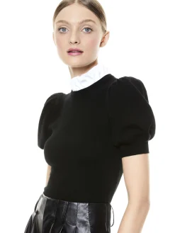 Alice and Olivia CHASE PUFF SLEEVE SWEATER WITH COLLAR *FEATURED SHOPS | CLOTHING