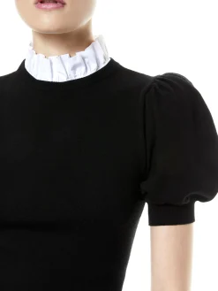 Alice and Olivia CHASE PUFF SLEEVE SWEATER WITH COLLAR *FEATURED SHOPS | CLOTHING