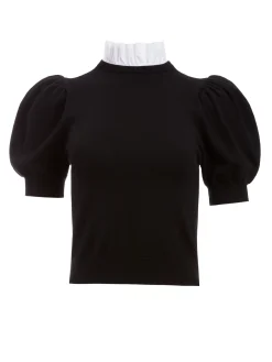 Alice and Olivia CHASE PUFF SLEEVE SWEATER WITH COLLAR *FEATURED SHOPS | CLOTHING
