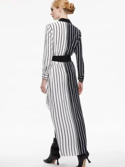 Alice and Olivia CHASSIDY MAXI SHIRT DRESS VERTICAL PALAZZO STRIPE BLACK*FEATURED SHOPS | DRESSES | CLOTHING