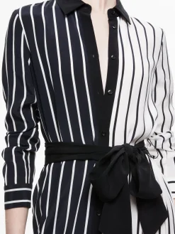 Alice and Olivia CHASSIDY MAXI SHIRT DRESS VERTICAL PALAZZO STRIPE BLACK*FEATURED SHOPS | DRESSES | CLOTHING